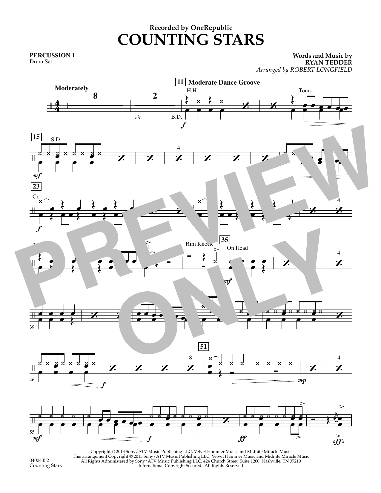 Counting Stars - Percussion 1