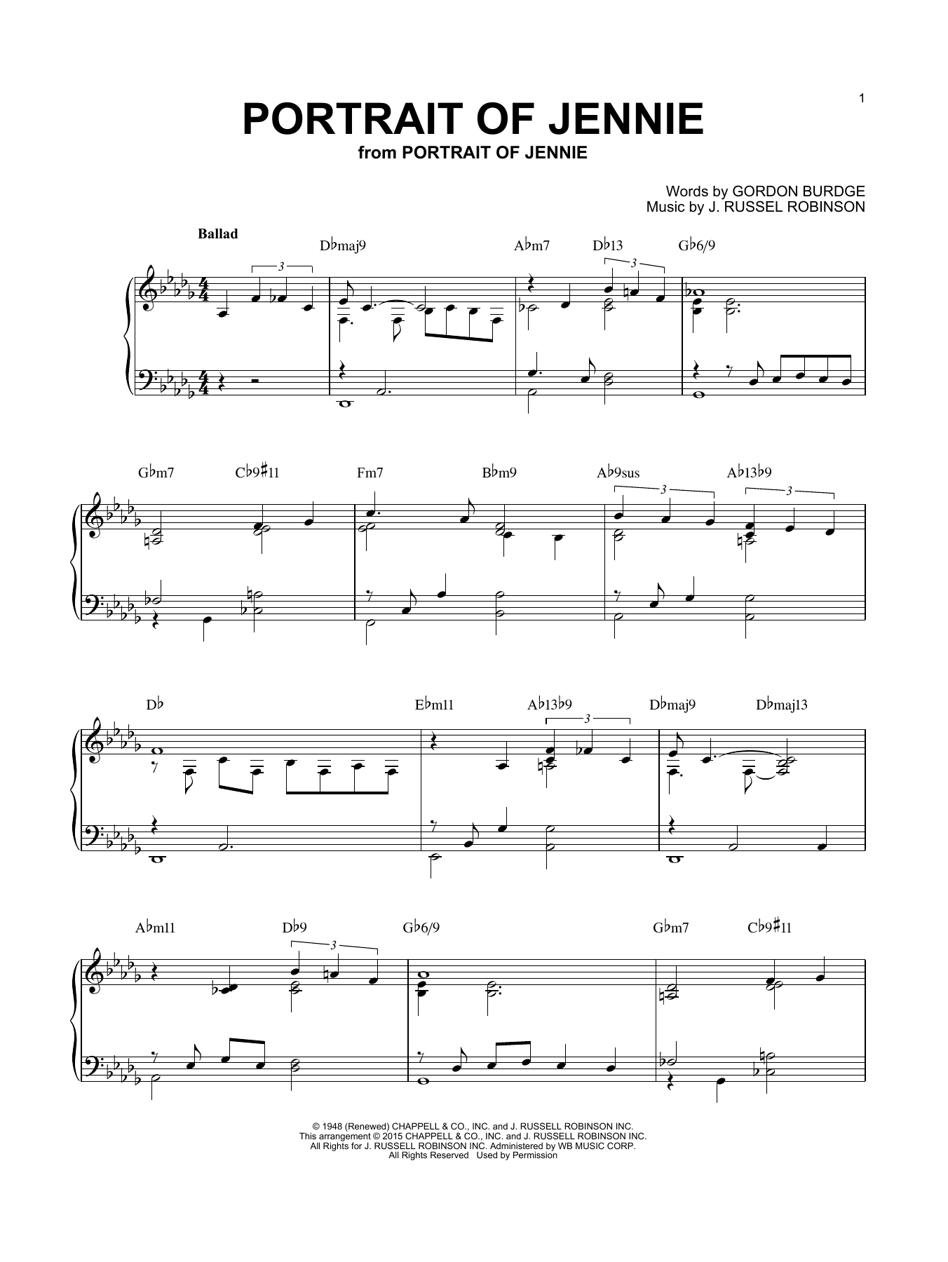 Portrait of Jennie [Jazz version] (arr. Brent Edstrom)