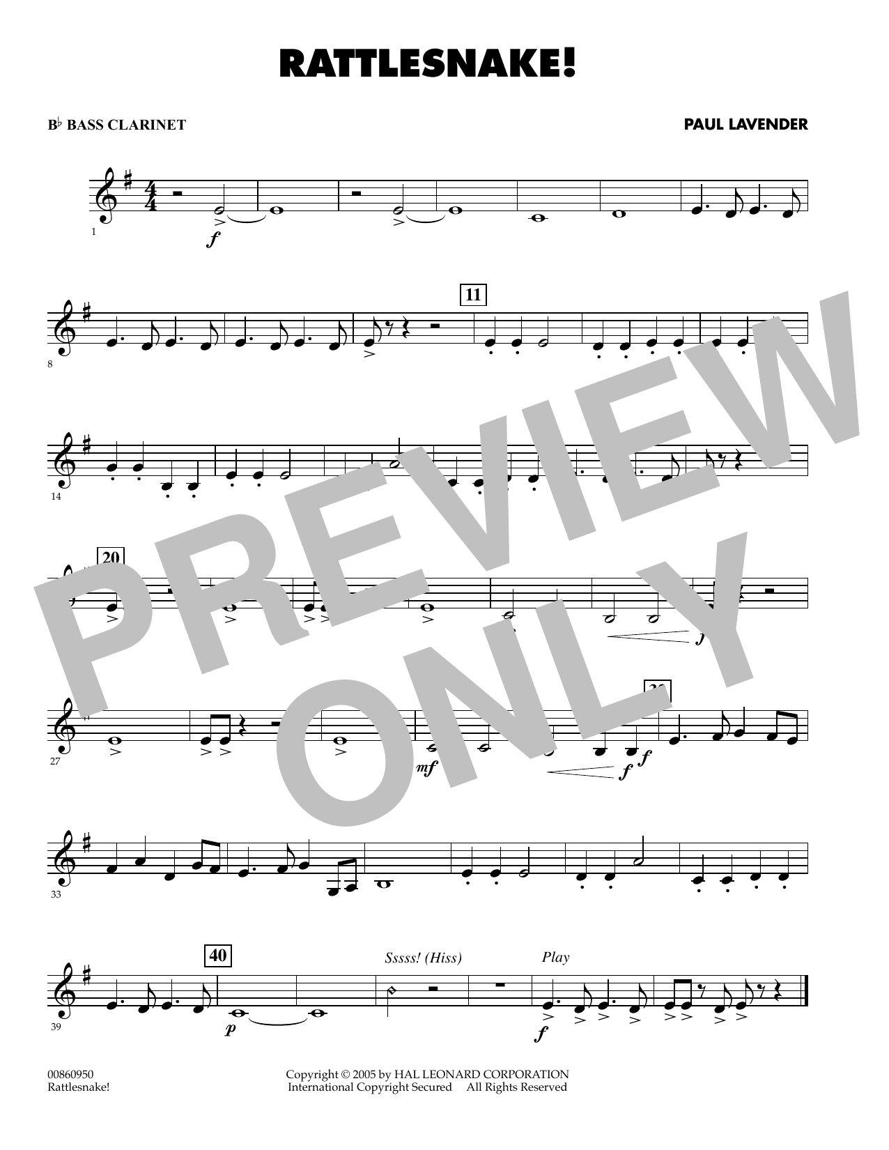 Rattlesnake! - Bb Bass Clarinet