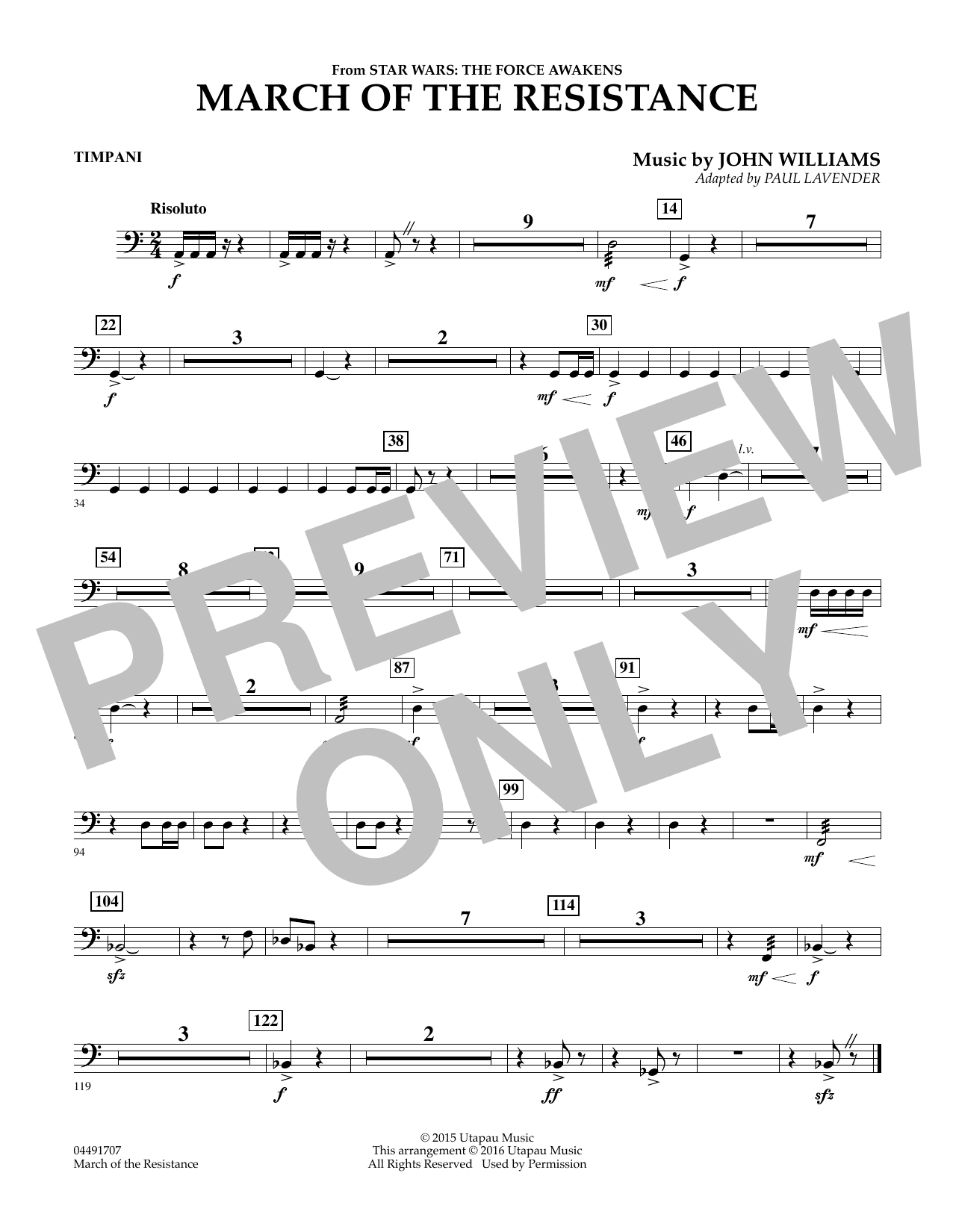 March of the Resistance (from Star Wars: The Force Awakens) - Timpani
