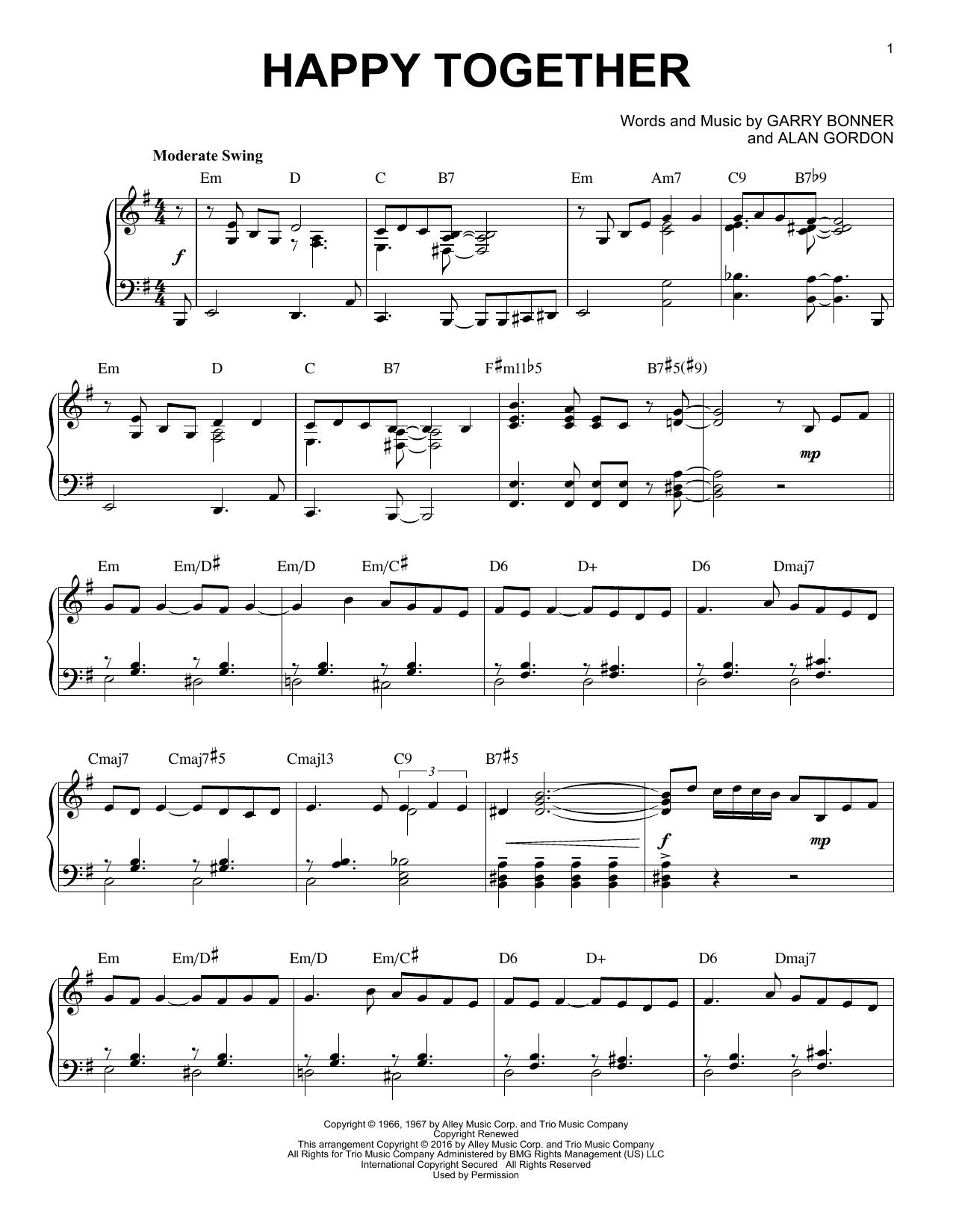 Happy Together [Jazz version] (arr. Brent Edstrom)