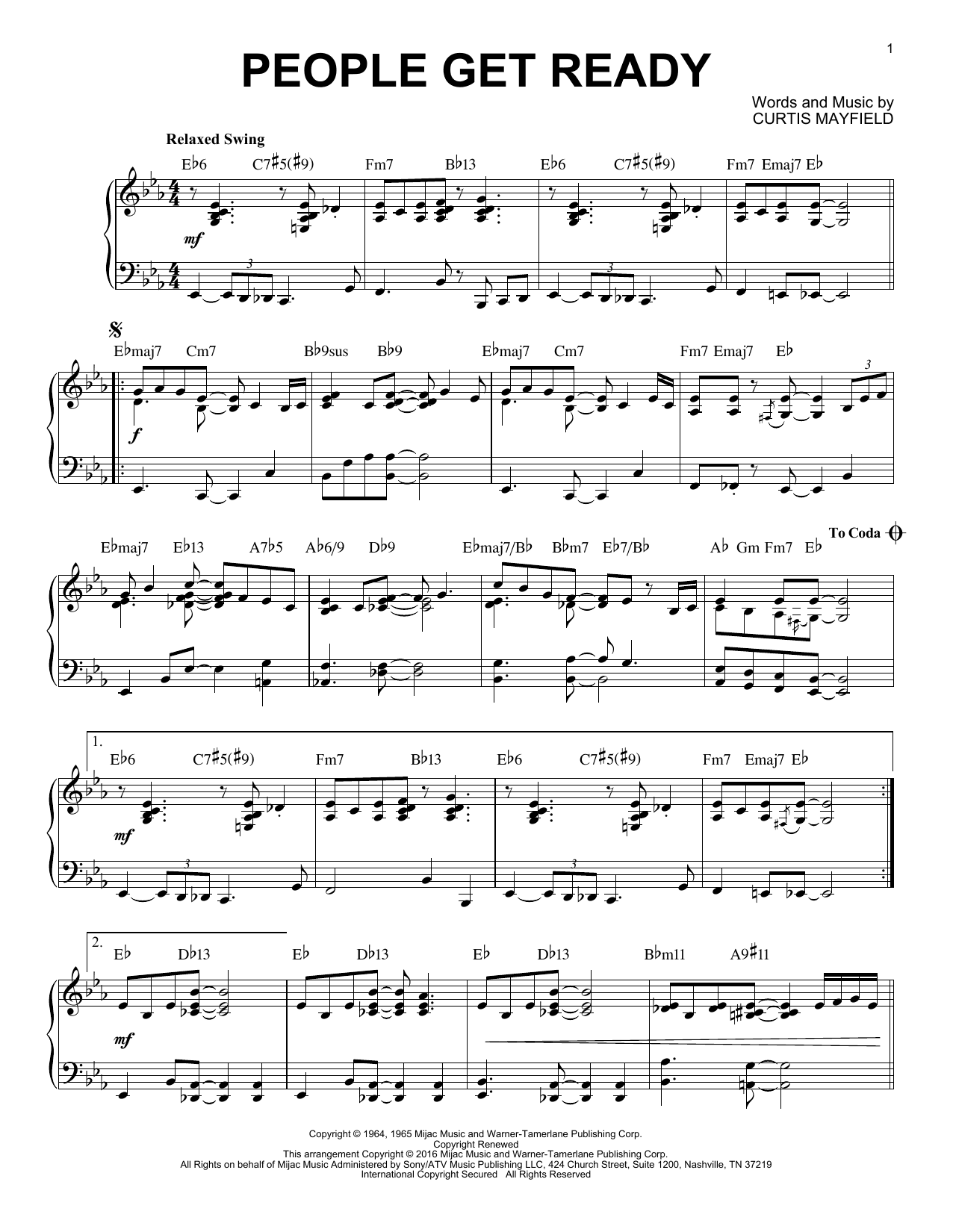 People Get Ready [Jazz version] (arr. Brent Edstrom)