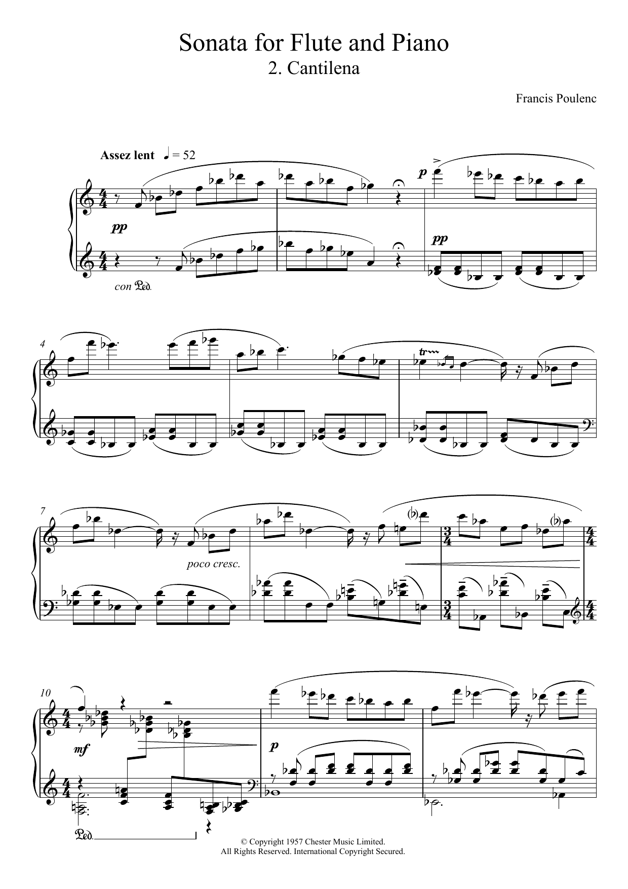 Sonata For Flute, 2nd Movement 'Cantilena: Assez Lent'