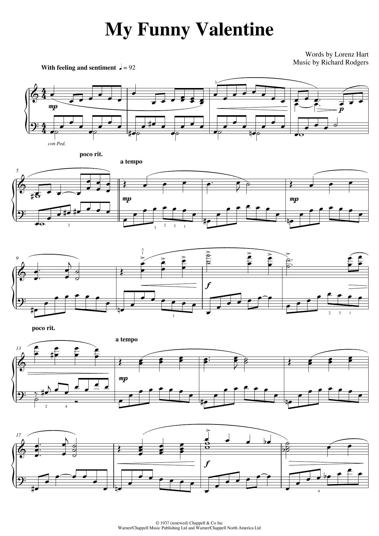 My Funny Valentine (arr. Pam Wedgwood)
