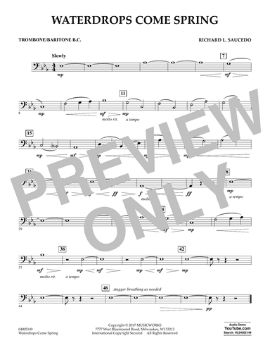 Waterdrops Come Spring - Trombone/Baritone B.C.