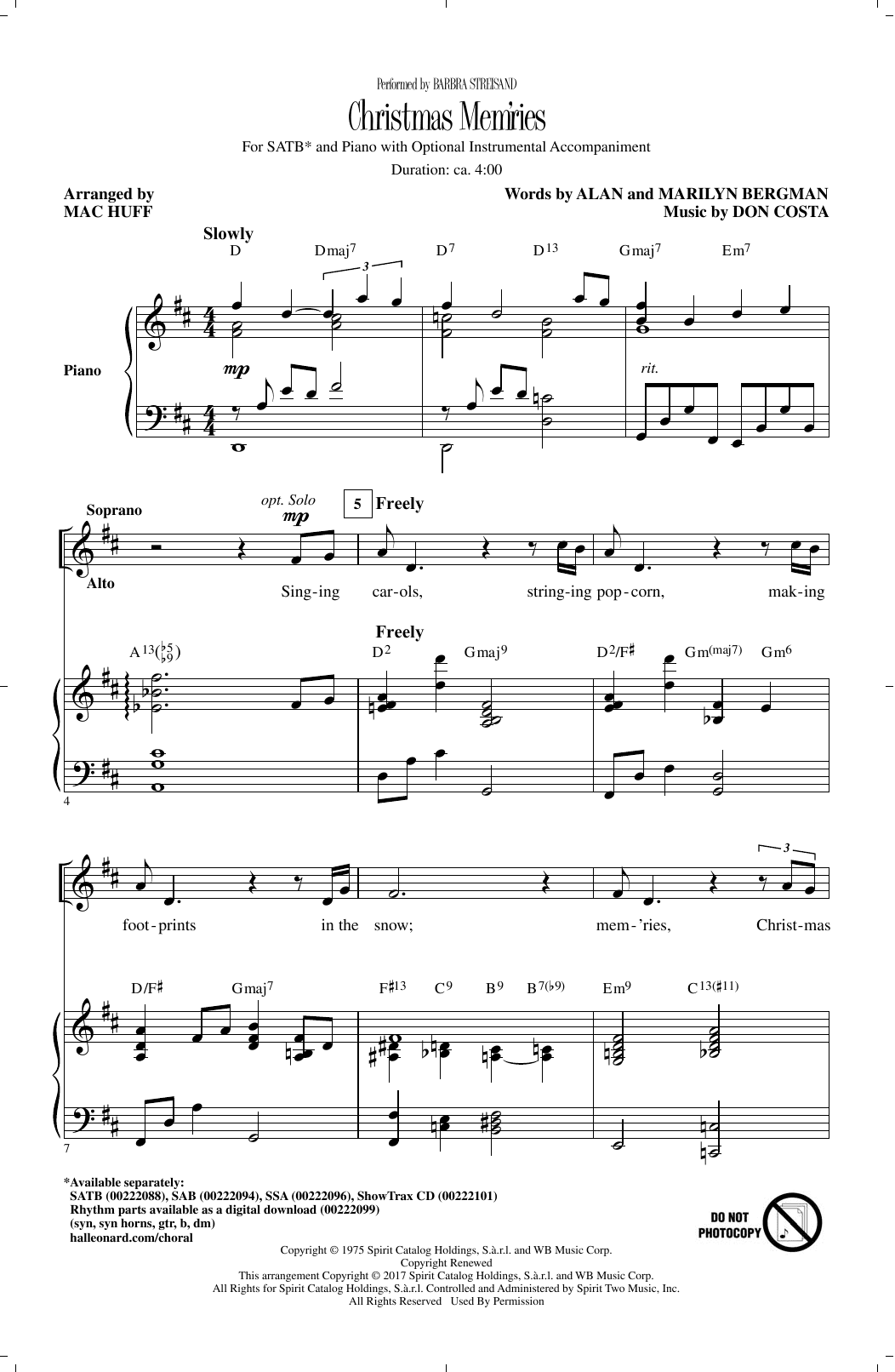 Christmas Mem'ries (arr. Mac Huff)