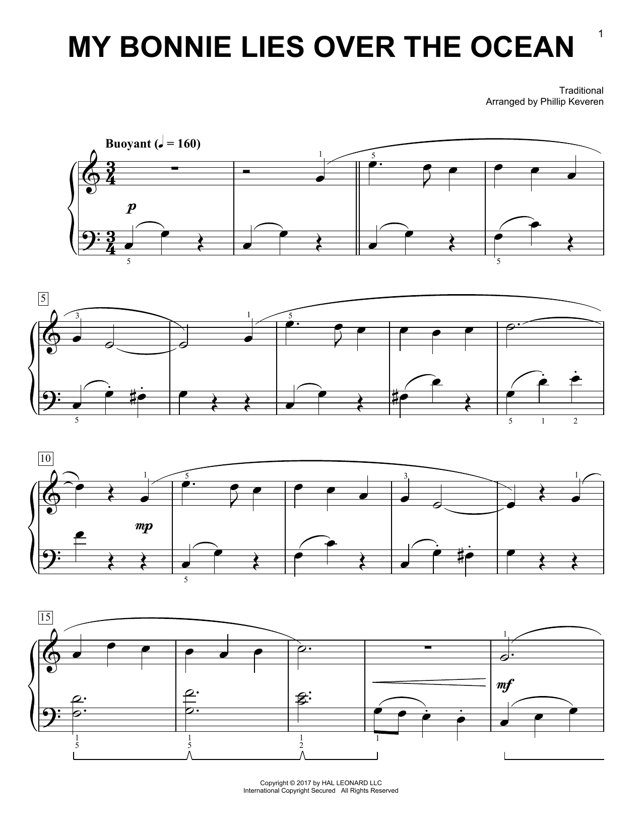 My Bonnie Lies Over The Ocean [Classical version] (arr. Phillip Keveren)