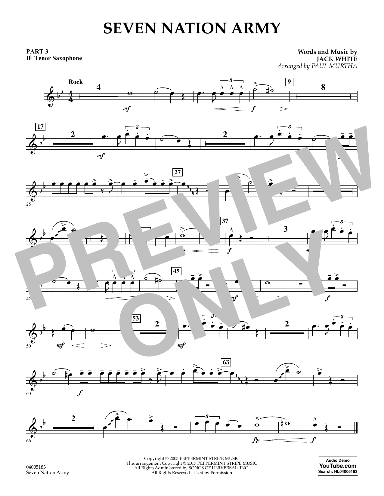 Seven Nation Army - Pt.3 - Bb Tenor Saxophone