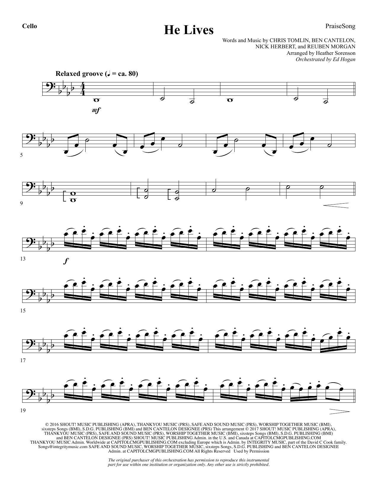 He Lives - Cello