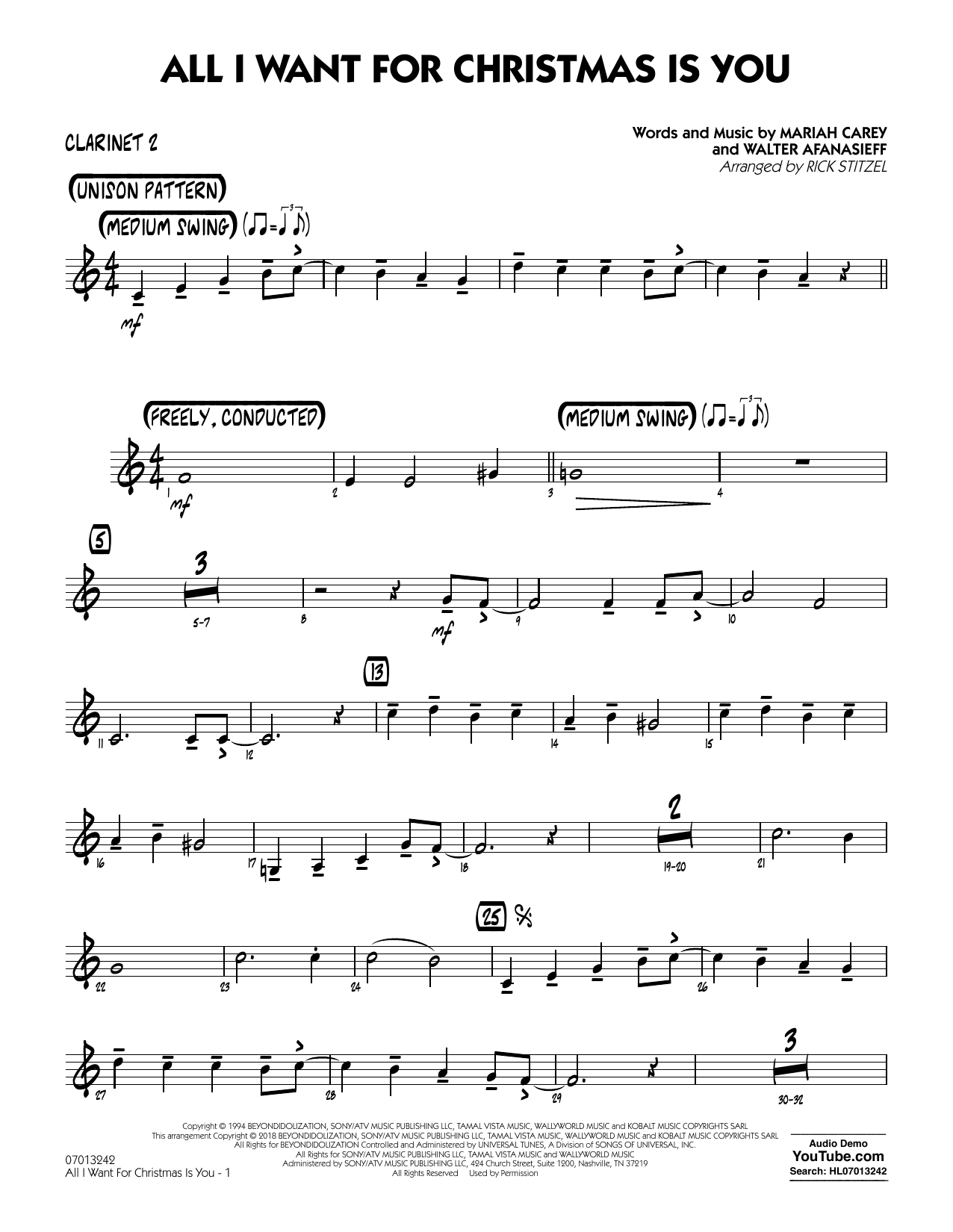 All I Want For Christmas Is You - Bb Clarinet 2