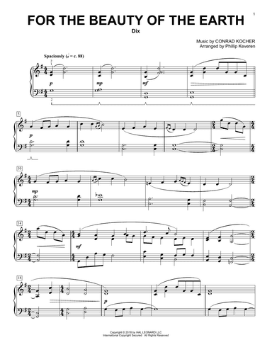 For The Beauty Of The Earth (arr. Phillip Keveren)