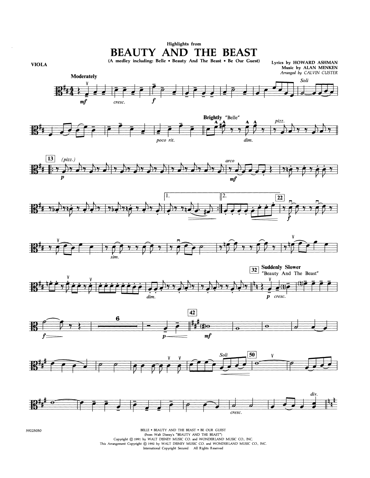 Beauty and the Beast Highlights (arr. Calvin Custer) - Viola
