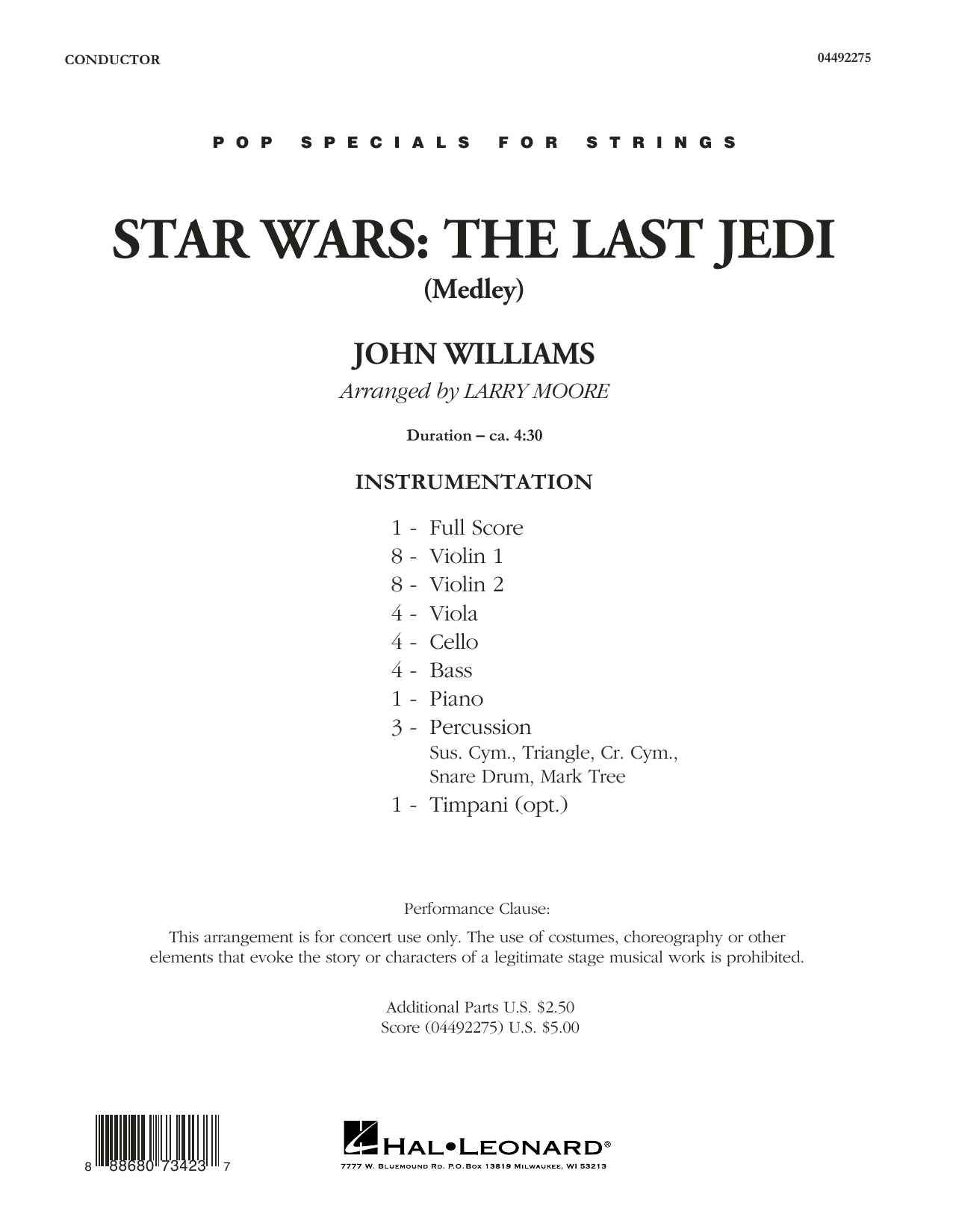Star Wars: The Last Jedi (Medley) (Arr. Larry Moore) - Conductor Score (Full Score)