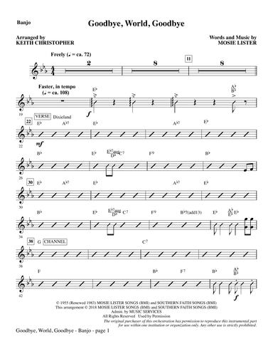 Goodbye, World, Goodbye (arr. Keith Christopher) - Banjo