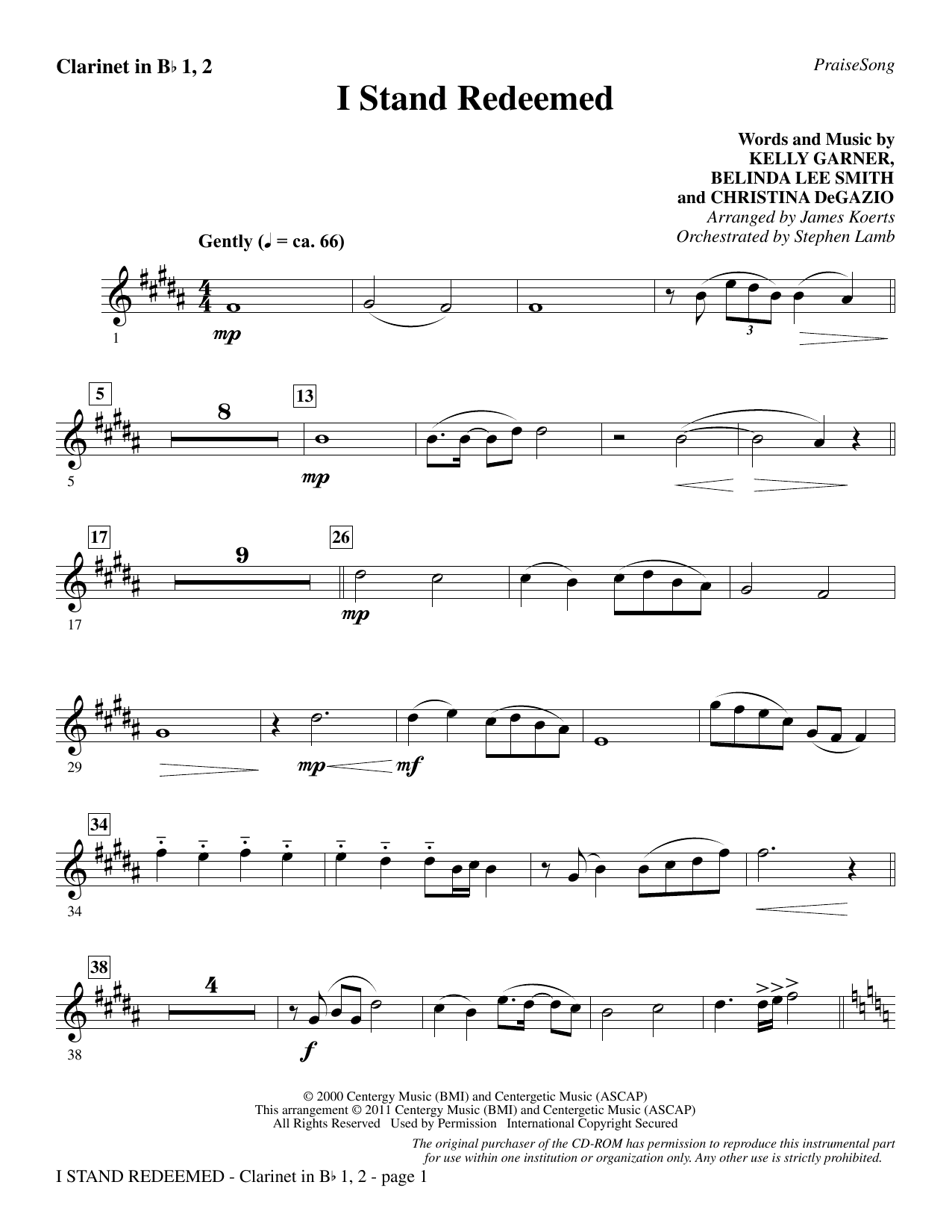 I Stand Redeemed (arr. James Koerts) - Clarinet 1 & 2