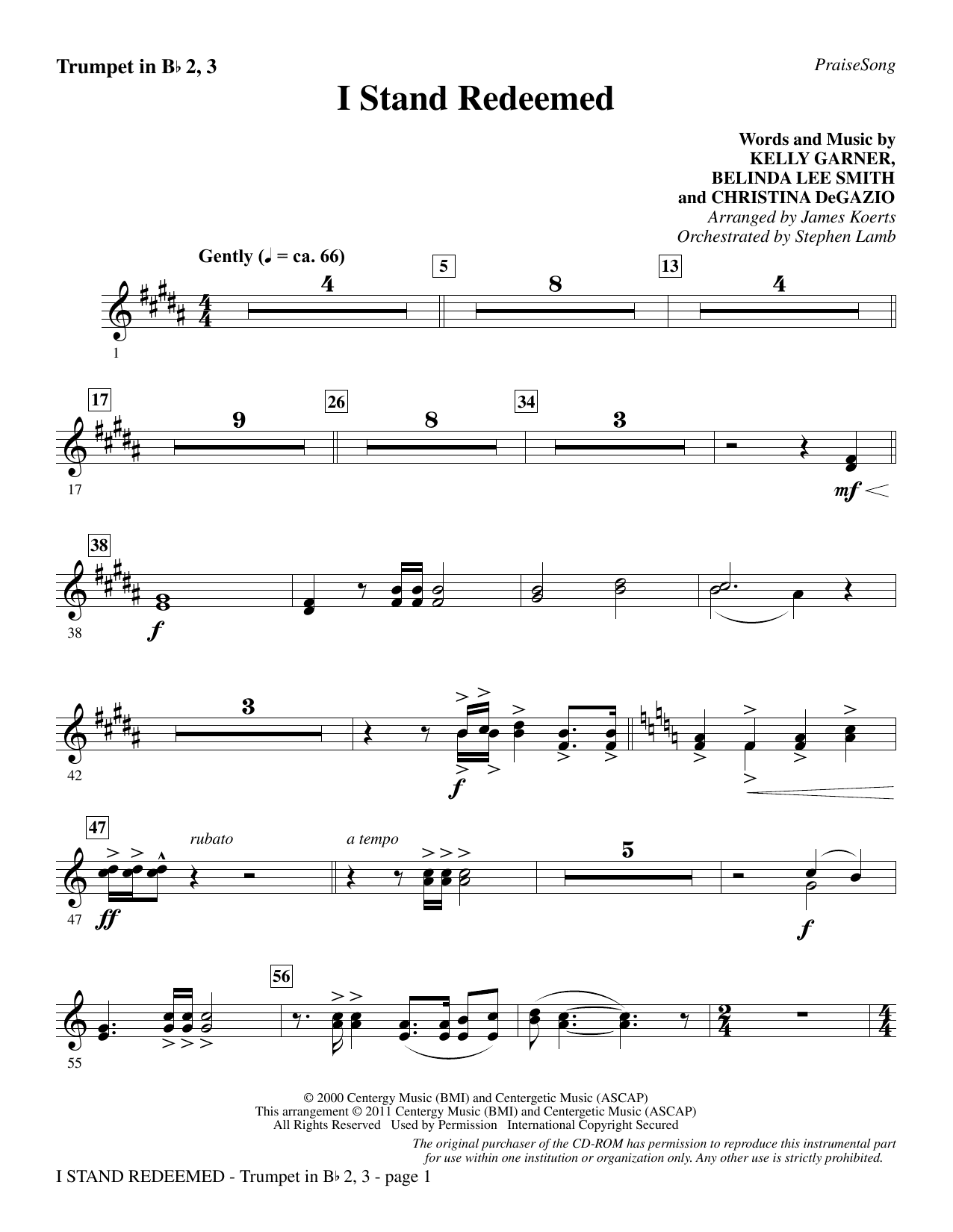 I Stand Redeemed (arr. James Koerts) - Trumpet 2 & 3