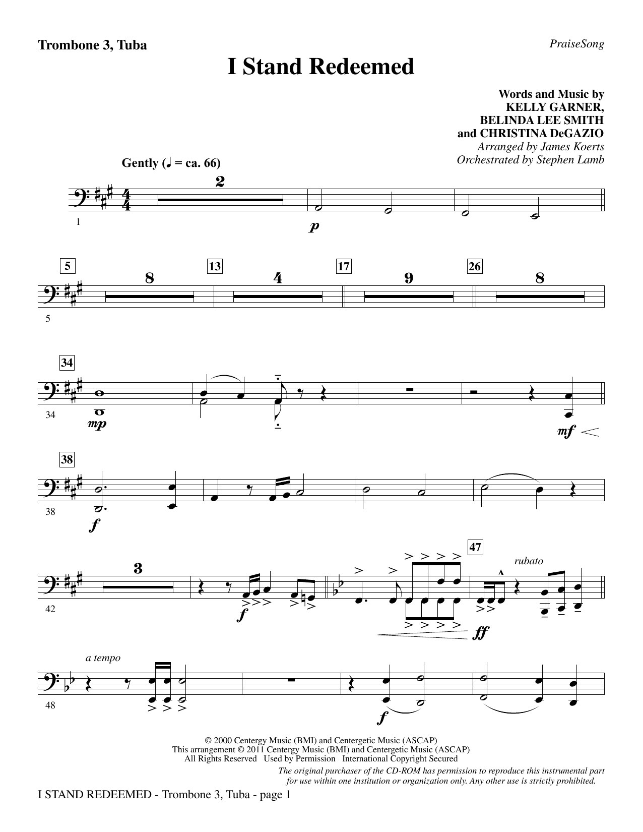 I Stand Redeemed (arr. James Koerts) - Trombone 3/Tuba