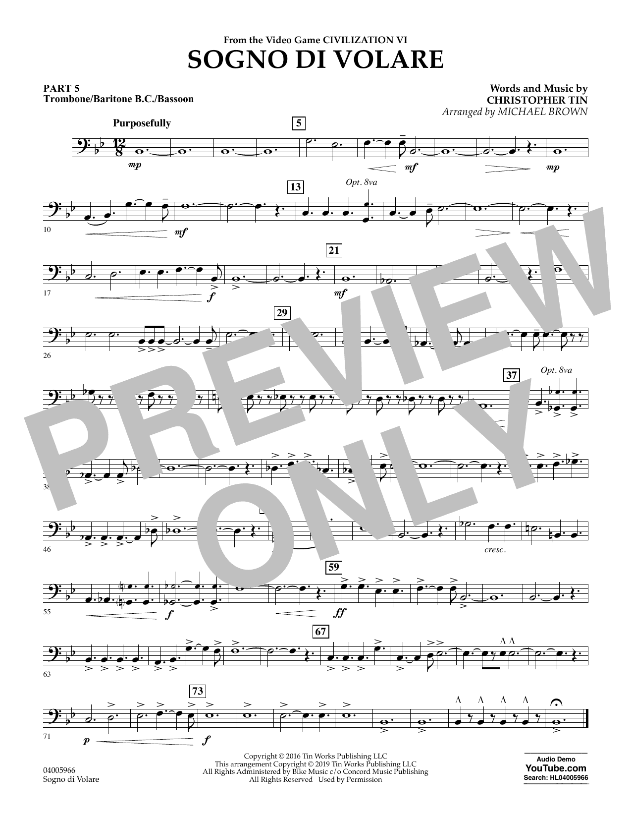 Sogno di Volare (from Civilization VI) (arr. Michael Brown) - Pt.5 - Trombone/Bar. B.C./Bsn.