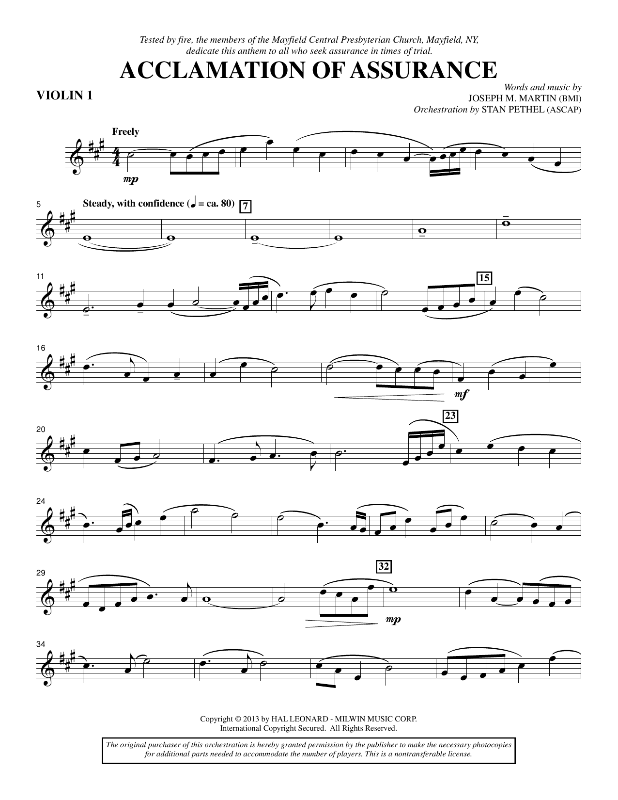 Acclamation of Assurance - Violin 1