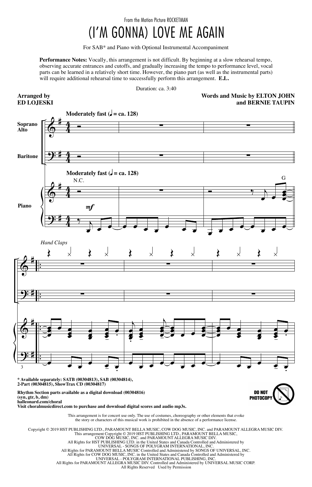 (I'm Gonna) Love Me Again (from Rocketman) (arr. Ed Lojeski)