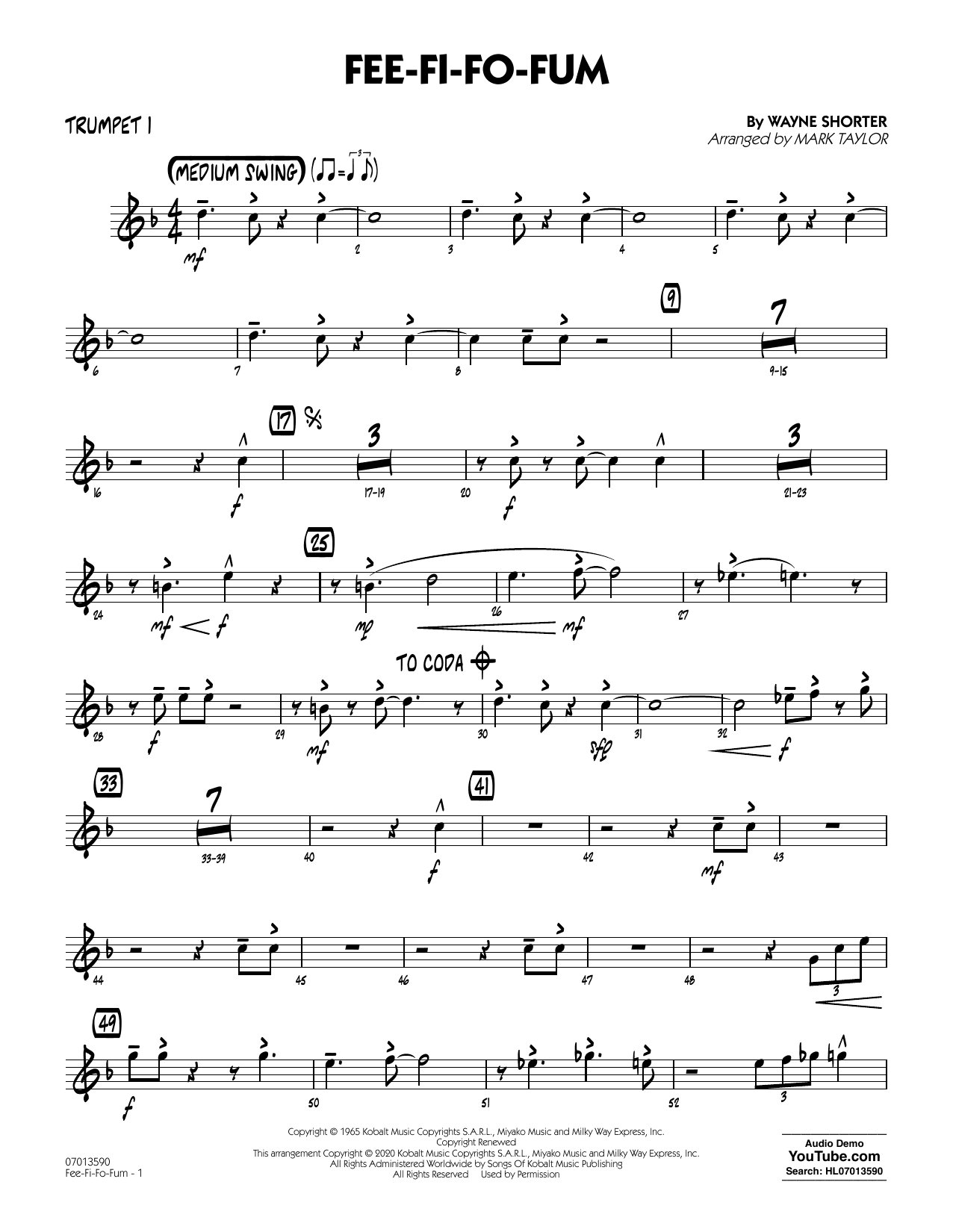 Fee-Fi-Fo-Fum (arr. Mark Taylor) - Trumpet 1