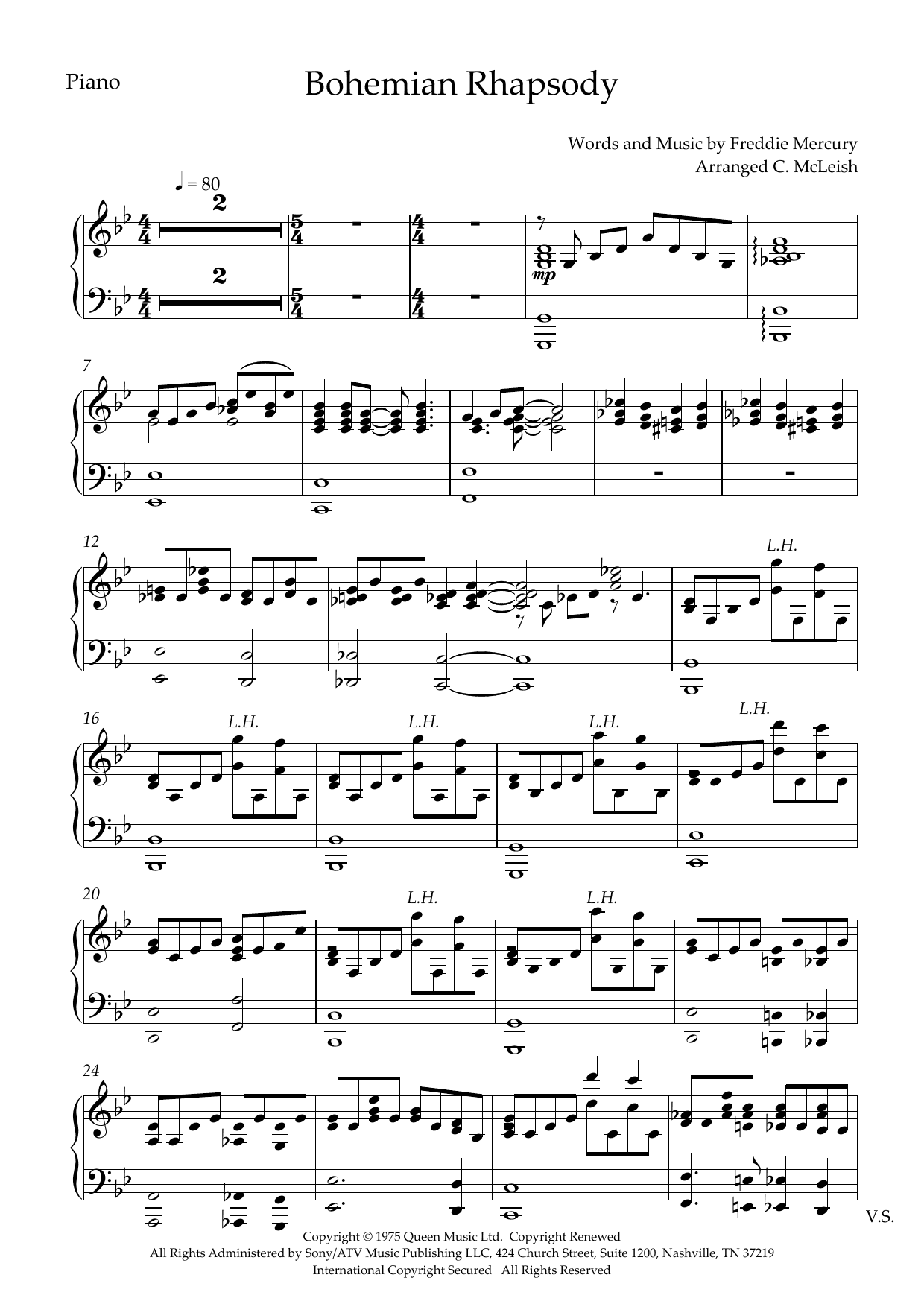 Bohemian Rhapsody (SSATB) (arr. Craig McLeish) - Piano Accompaniment