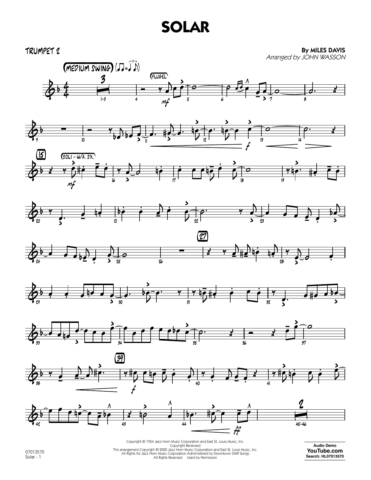 Solar (arr. John Wasson) - Trumpet 2