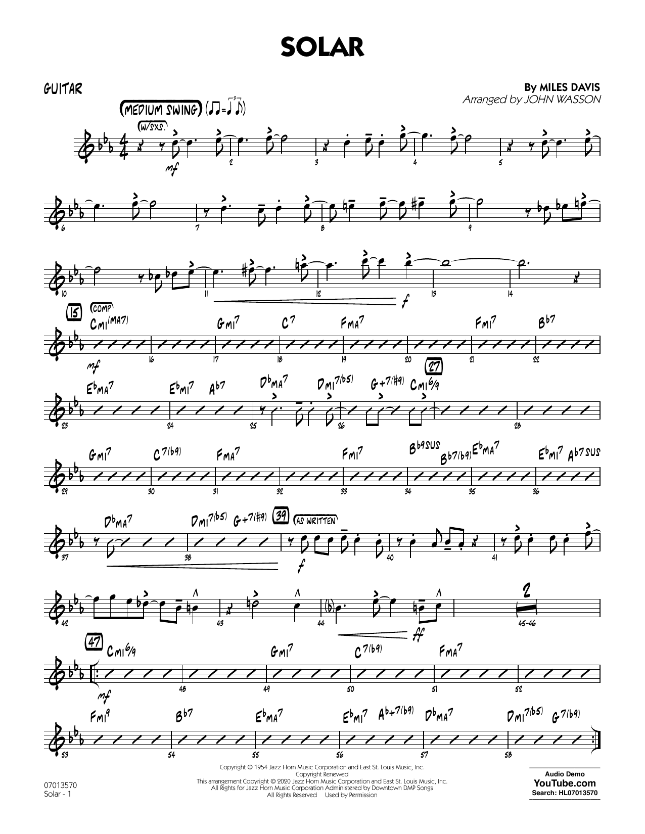 Solar (arr. John Wasson) - Guitar