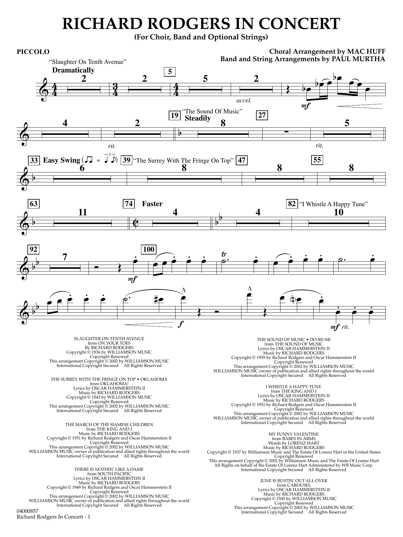 Richard Rodgers in Concert (Medley) (arr. Mac Huff, Paul Murtha) - Piccolo