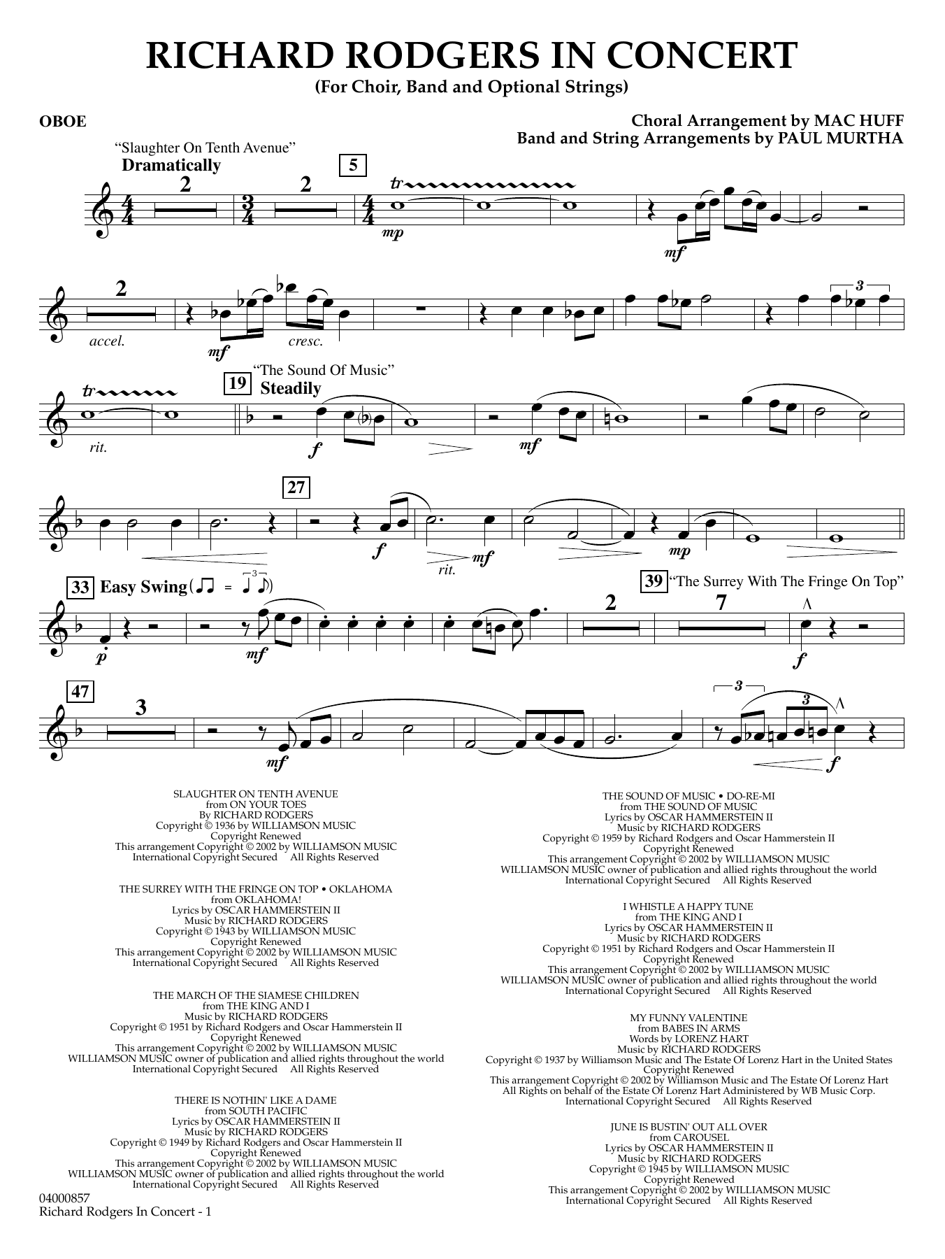 Richard Rodgers in Concert (Medley) (arr. Mac Huff, Paul Murtha) - Oboe