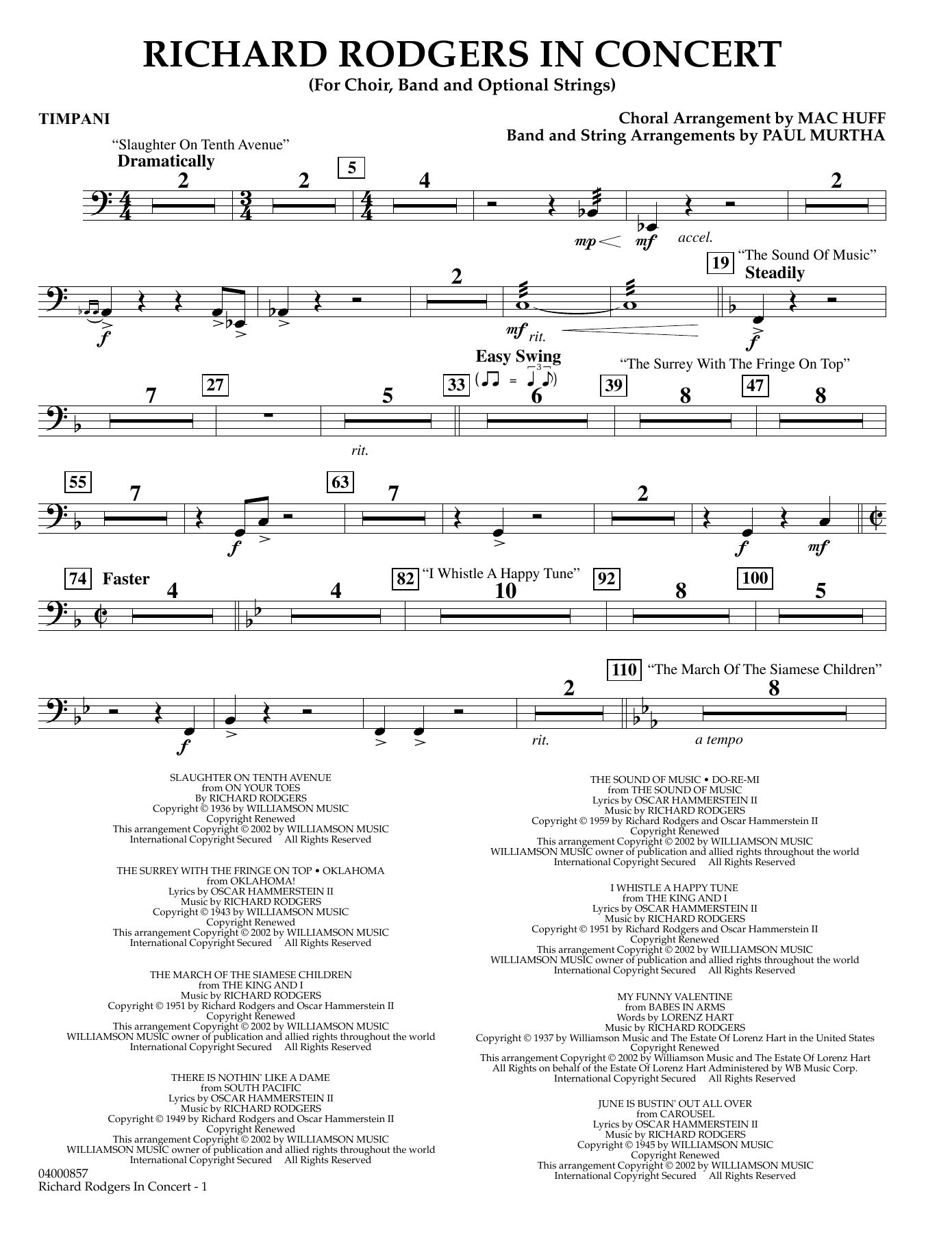 Richard Rodgers in Concert (Medley) (arr. Mac Huff, Paul Murtha) - Timpani