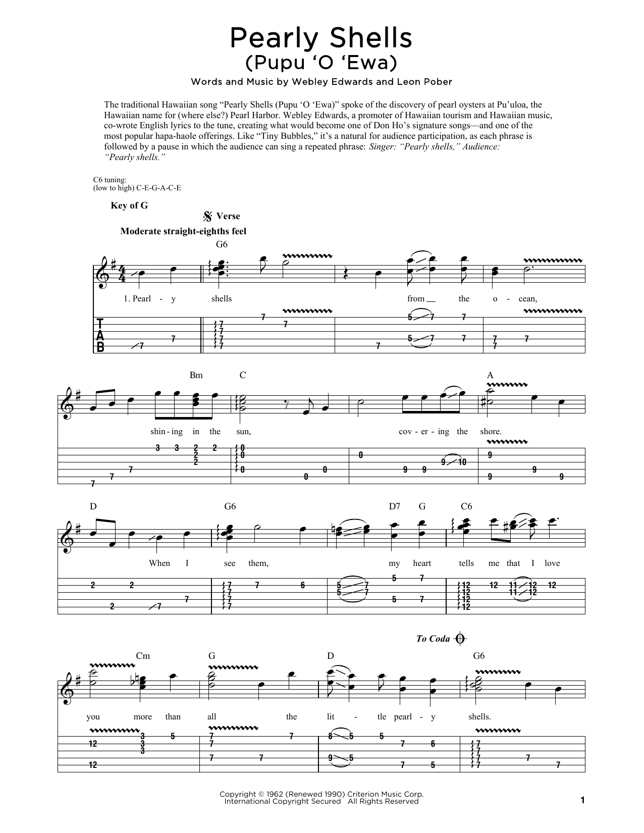 Pearly Shells (Pupu O Ewa) (arr. Fred Sokolow)