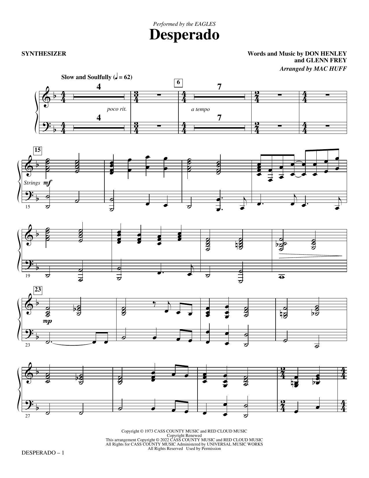 Desperado (arr. Mac Huff) - Synthesizer