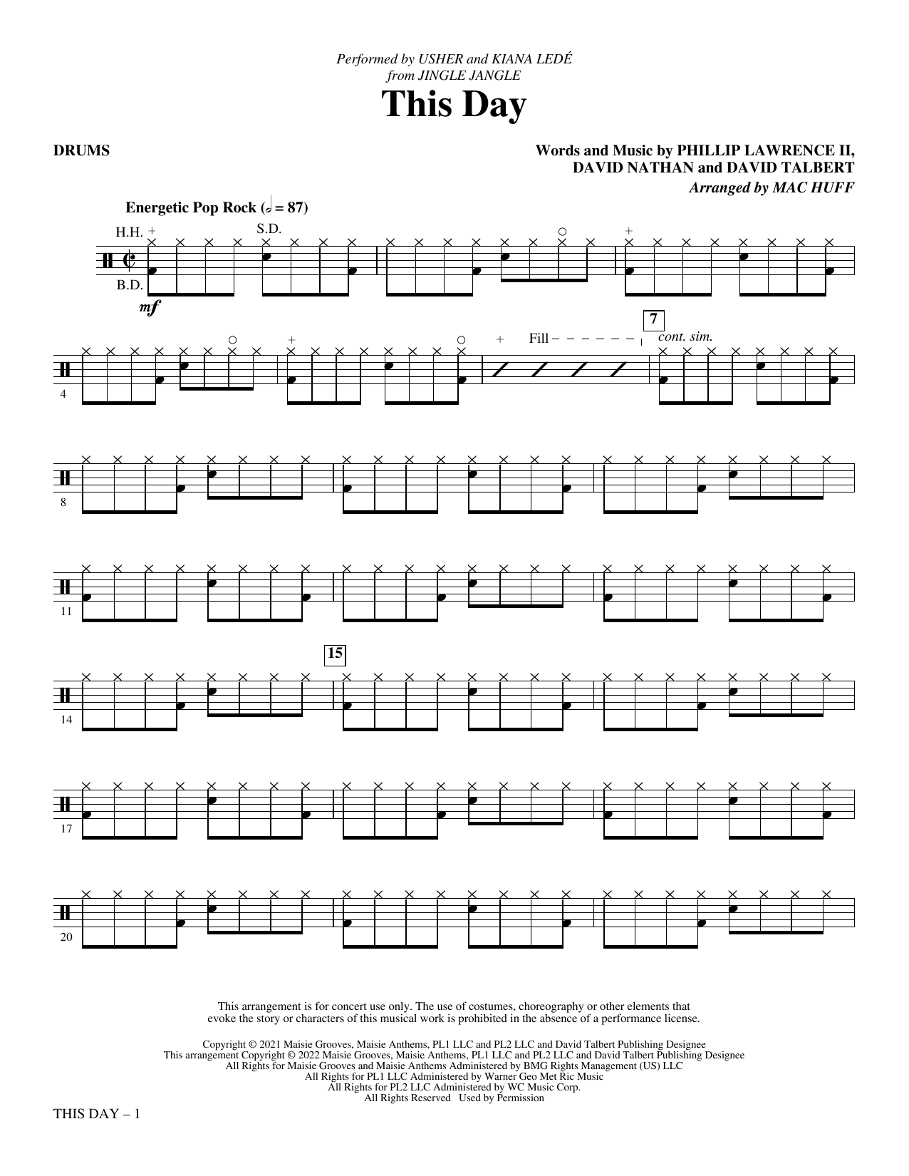This Day (from Jingle Jangle) (arr. Mac Huff) - Drums