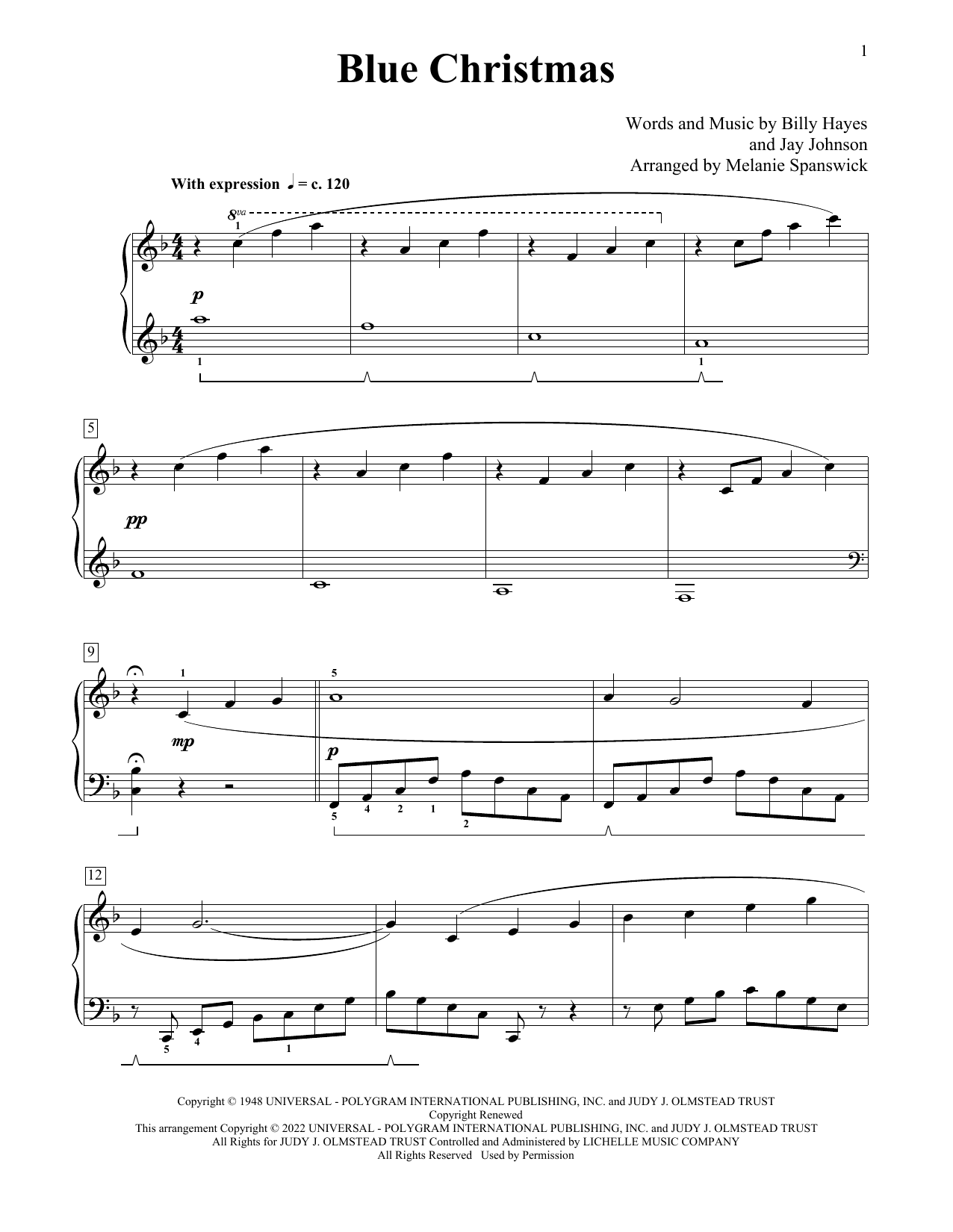 Blue Christmas (arr. Melanie Spanswick)