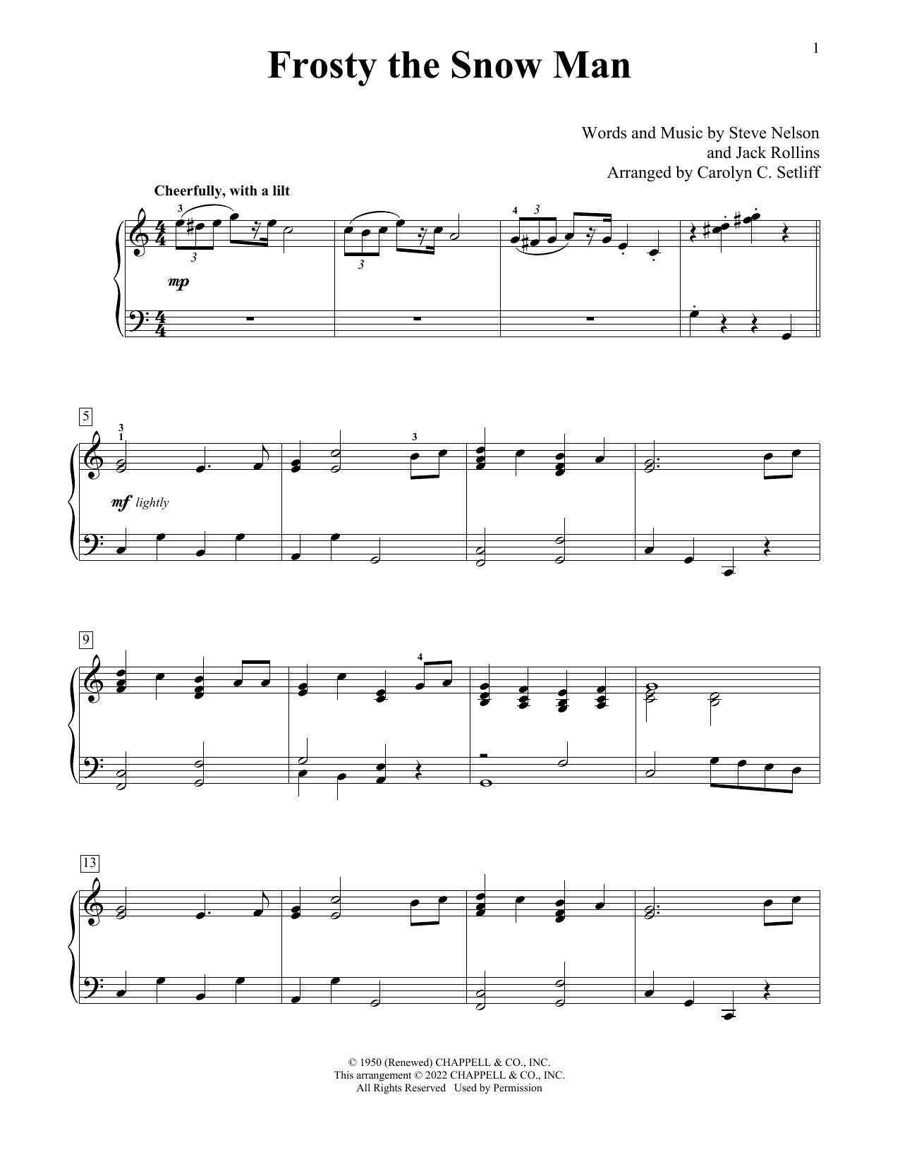 Frosty The Snow Man (arr. Carolyn C. Setliff)