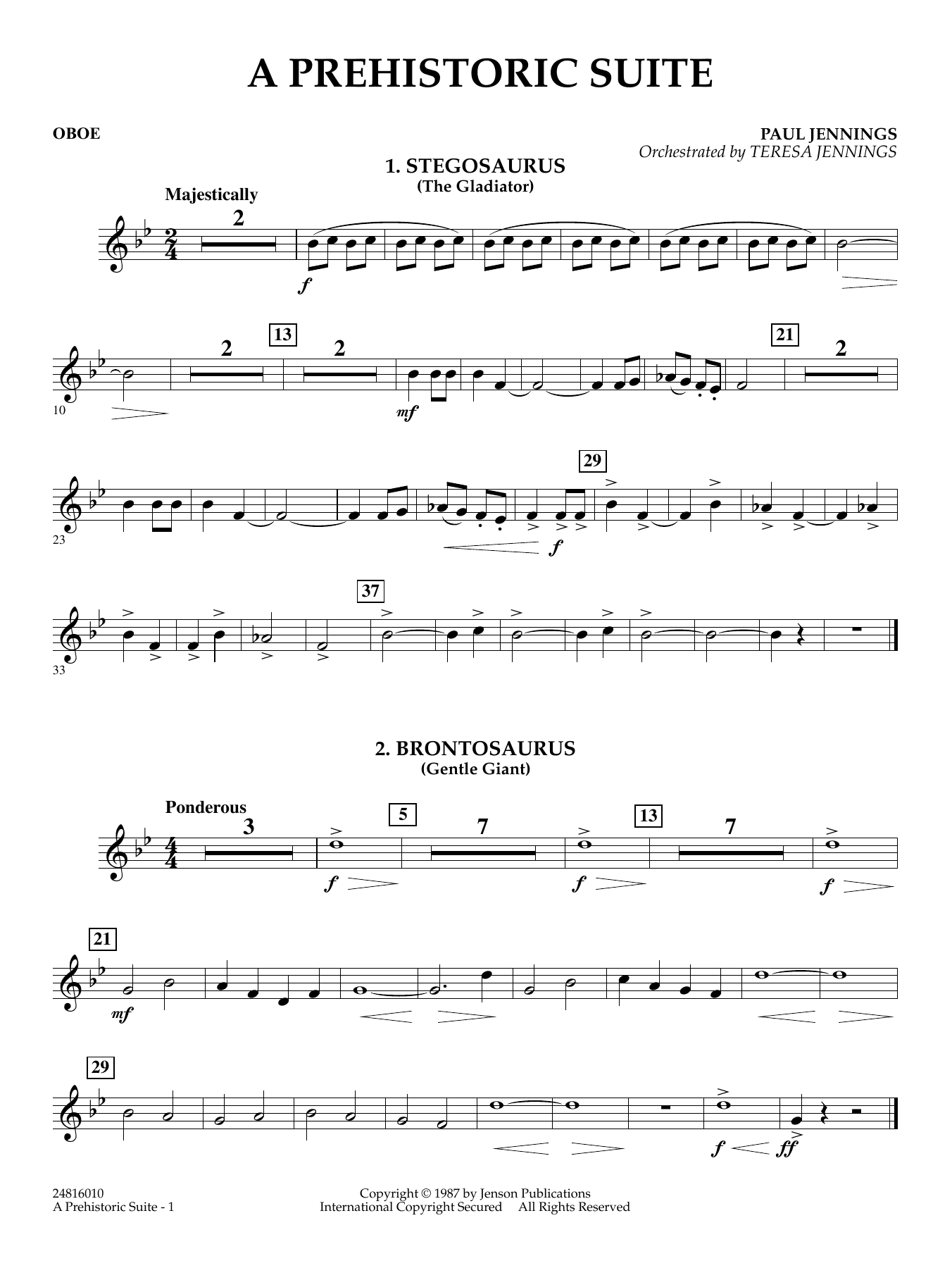 A Prehistoric Suite - Oboe
