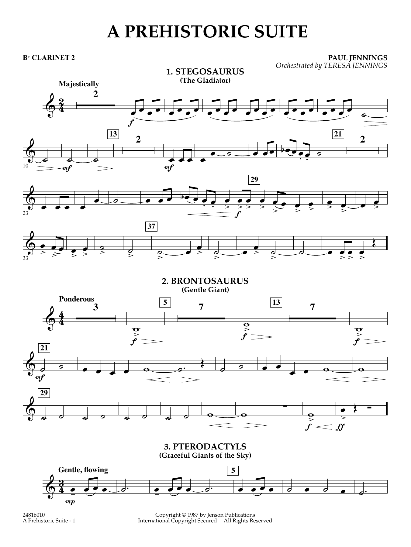A Prehistoric Suite - Bb Clarinet 2