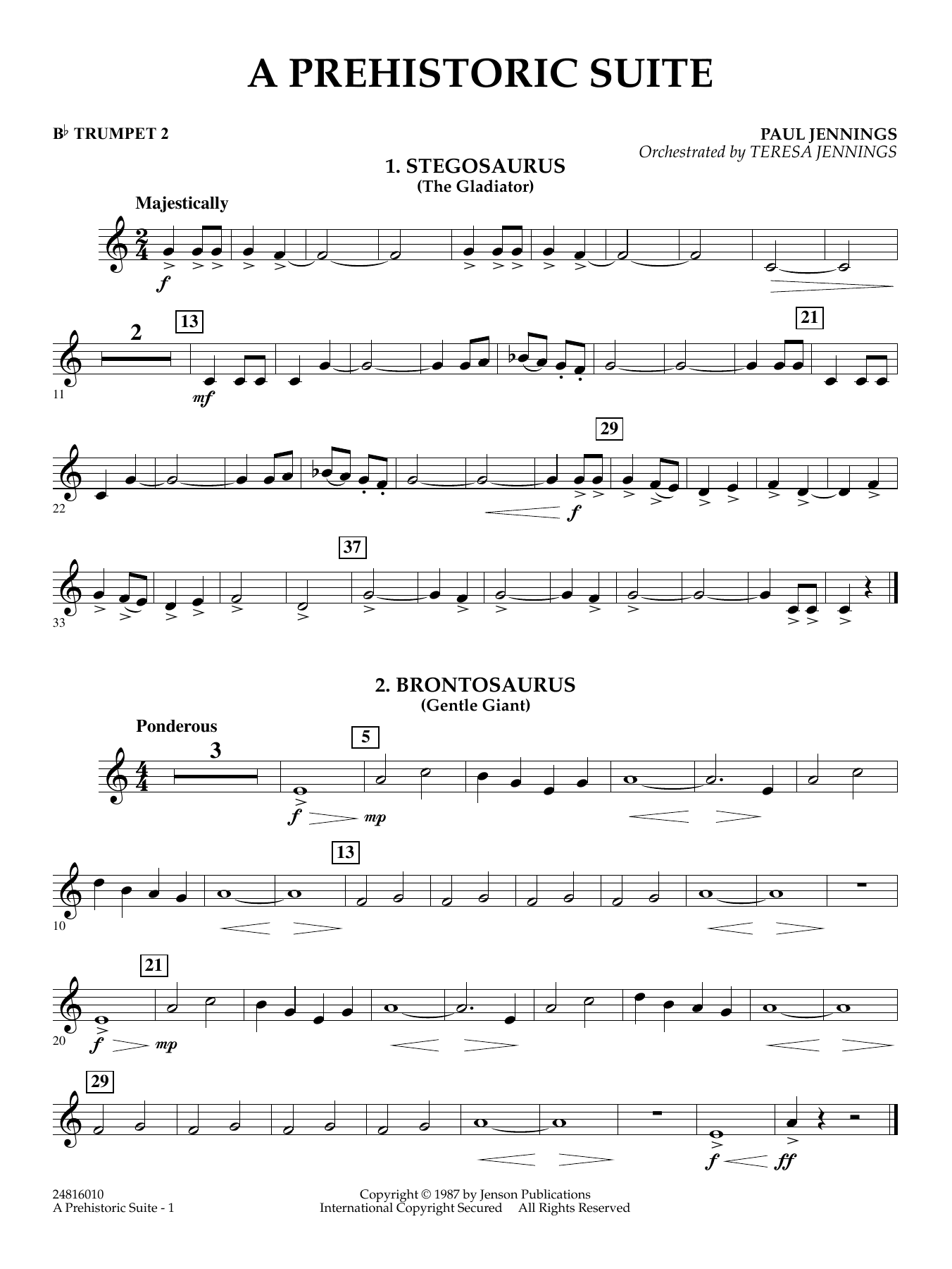 A Prehistoric Suite - Bb Trumpet 2