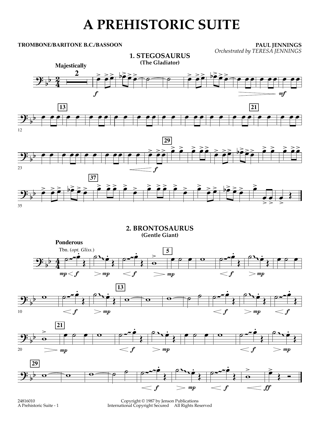 A Prehistoric Suite - Trombone