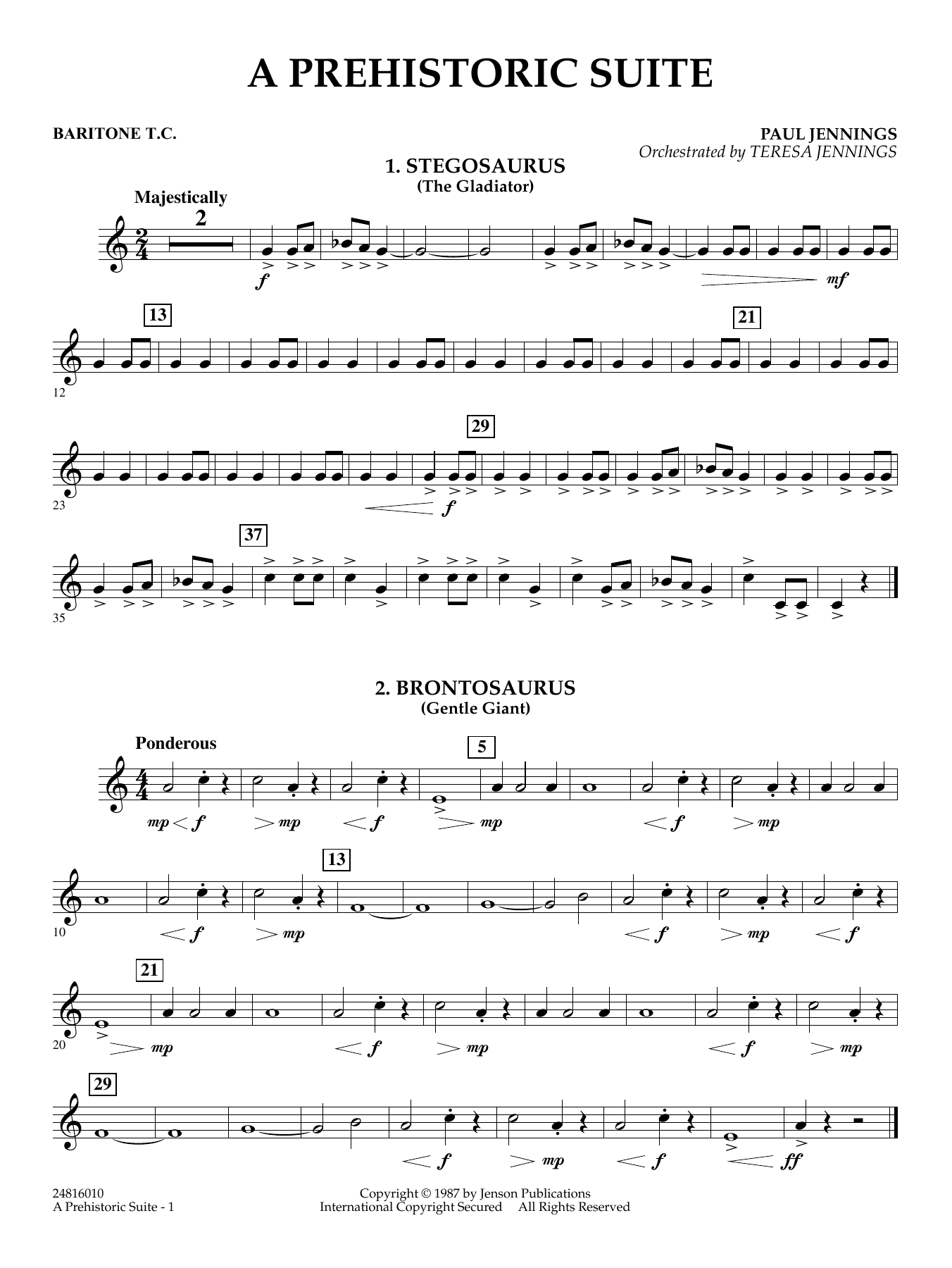 A Prehistoric Suite - Baritone T.C.