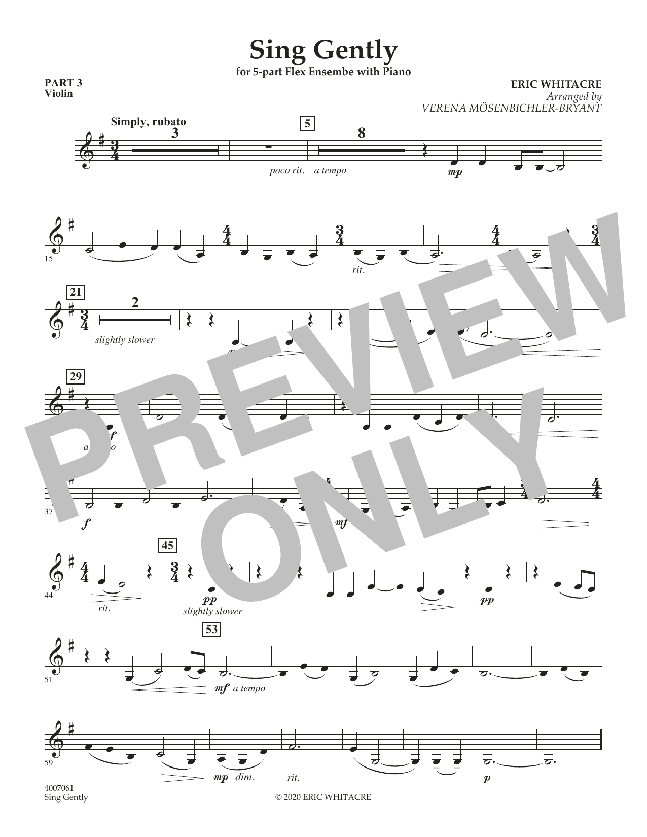 Sing Gently (for Flexible Wind Band) - Pt.3 - Violin
