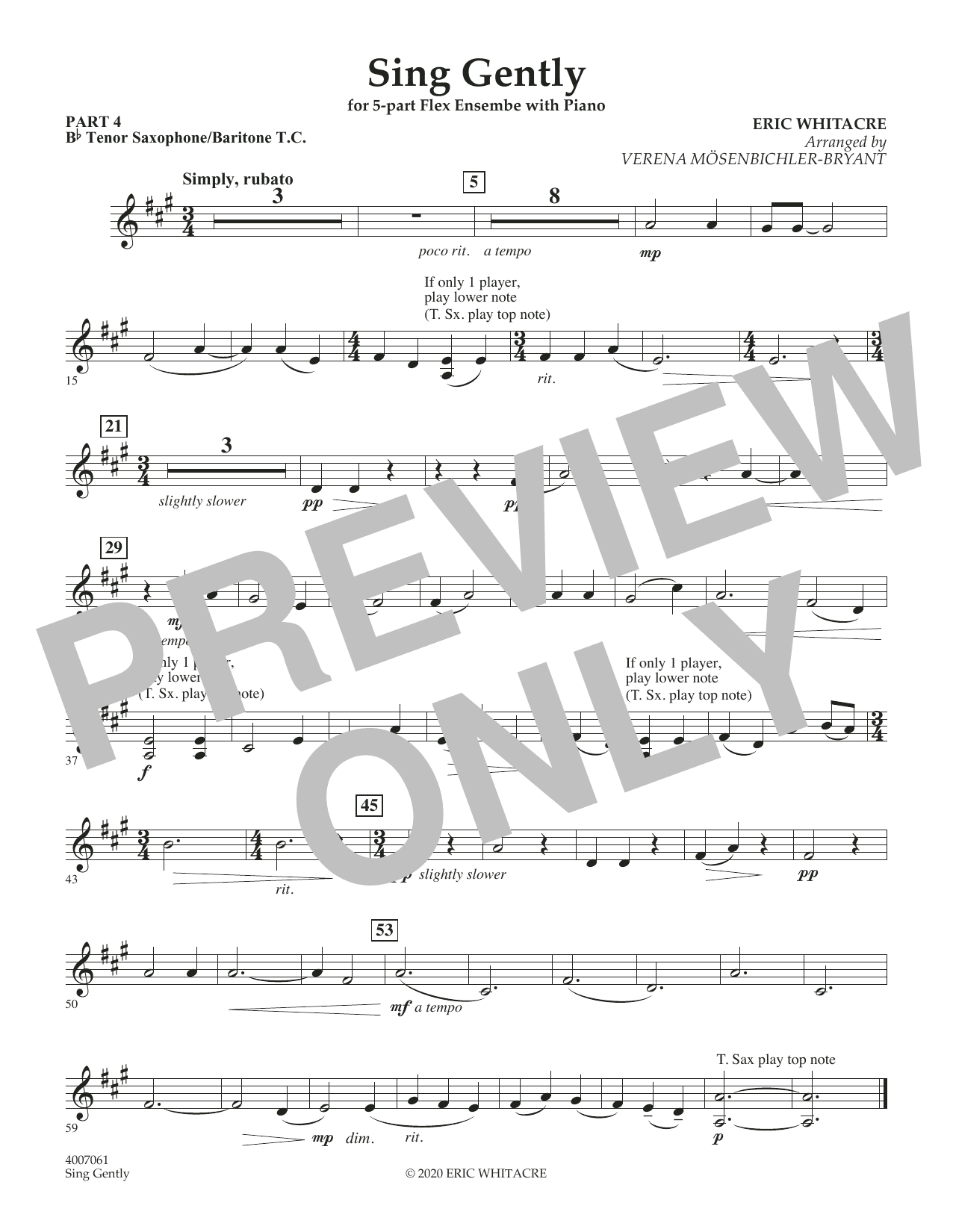 Sing Gently (for Flexible Wind Band) - Pt.4 - Bb Tenor Sax/Bar. T.C.