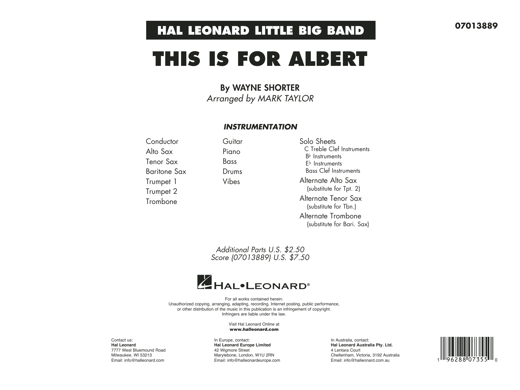 This Is For Albert (arr. Mark Taylor)