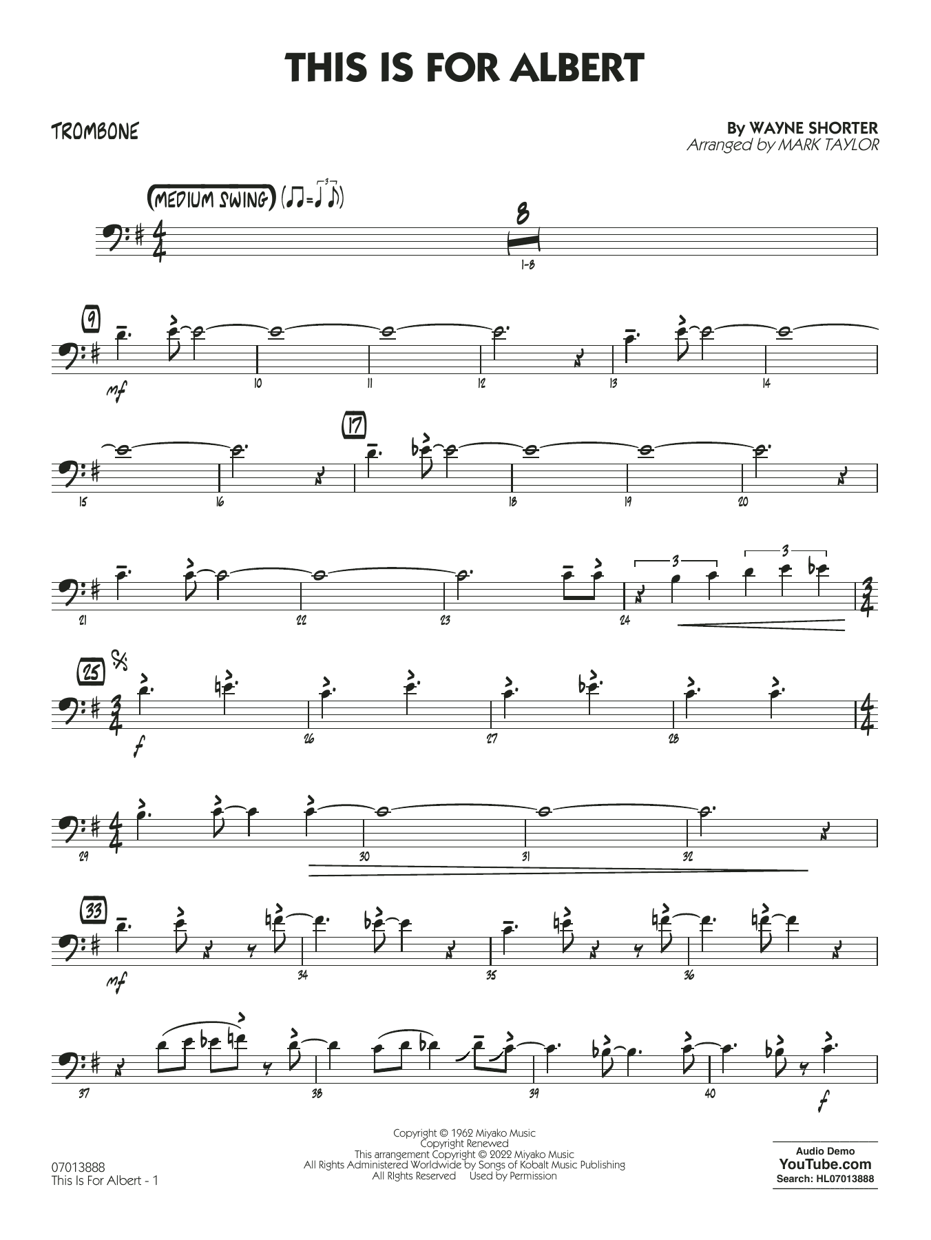 This Is For Albert (arr. Mark Taylor) - Trombone