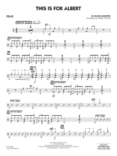 This Is For Albert (arr. Mark Taylor) - Drums