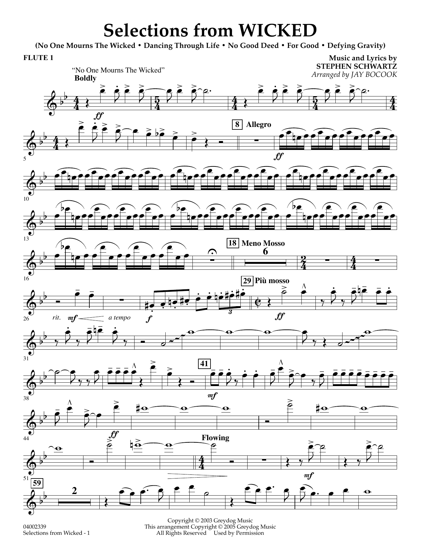 Selections from Wicked (arr. Jay Bocook) - Flute 1