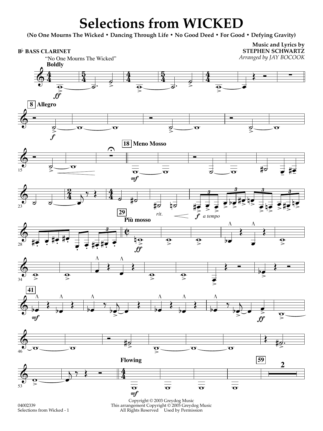 Selections from Wicked (arr. Jay Bocook) - Bb Bass Clarinet