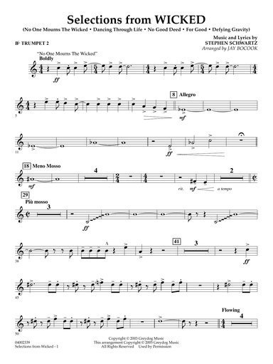 Selections from Wicked (arr. Jay Bocook) - Bb Trumpet 2