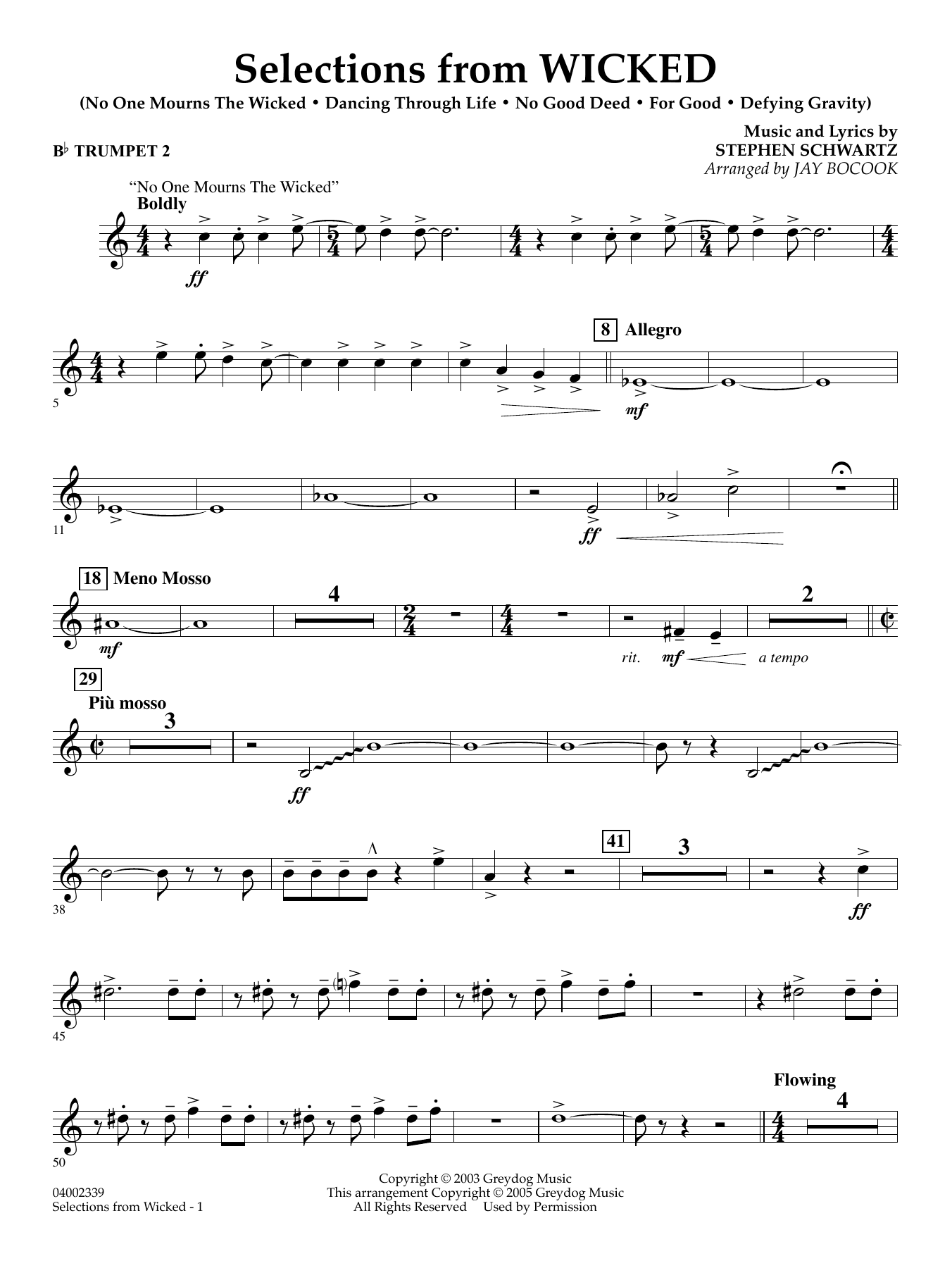 Selections from Wicked (arr. Jay Bocook) - Bb Trumpet 2